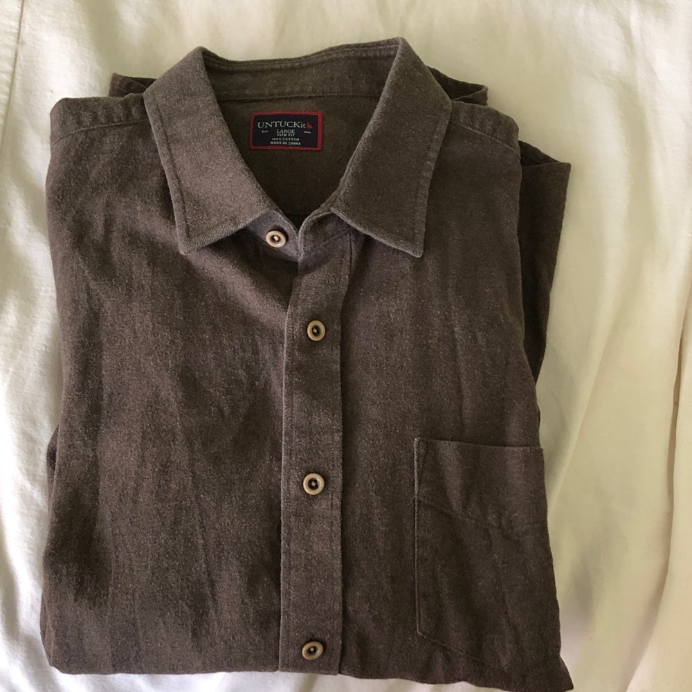 UNTUCKit Men's Dark Brown Flannel Shirt Jacket